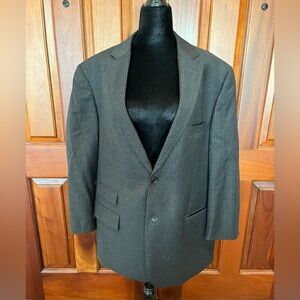Pronto Uomo Platinum Men's 100% Wool 2 Button Black Gray Check Jacket 44 Short